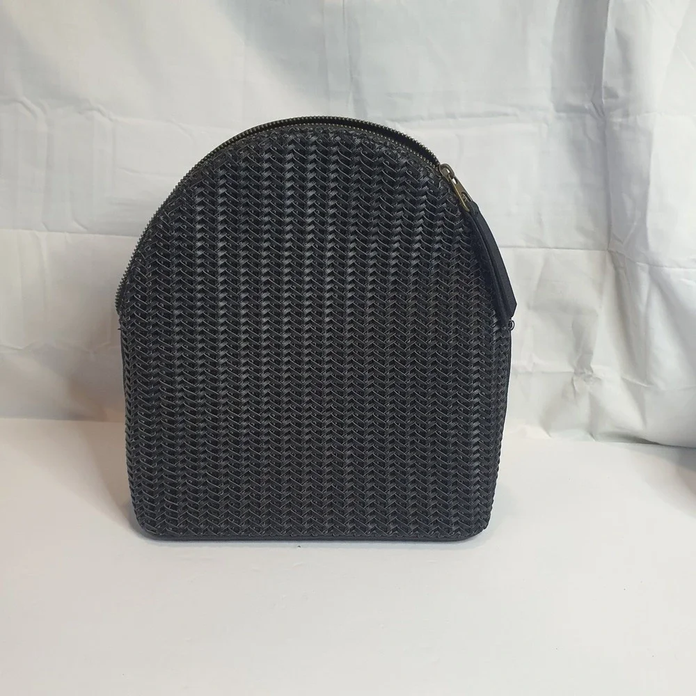 Universal Thread Black Woven Mini‎ Backpack Faux Leather Straps
